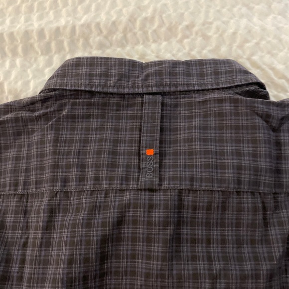BOSS ORANGE HUGO BOSS Soft Straight Collar Check Print Sport Shirt In Black XL - Picture 6 of 7